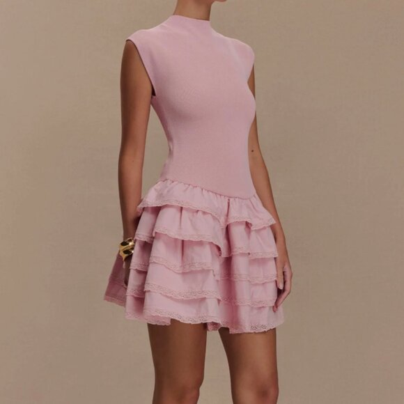 MESHKI-Maeve Ruffle Knit Mini Dress - Picture 3 of 6